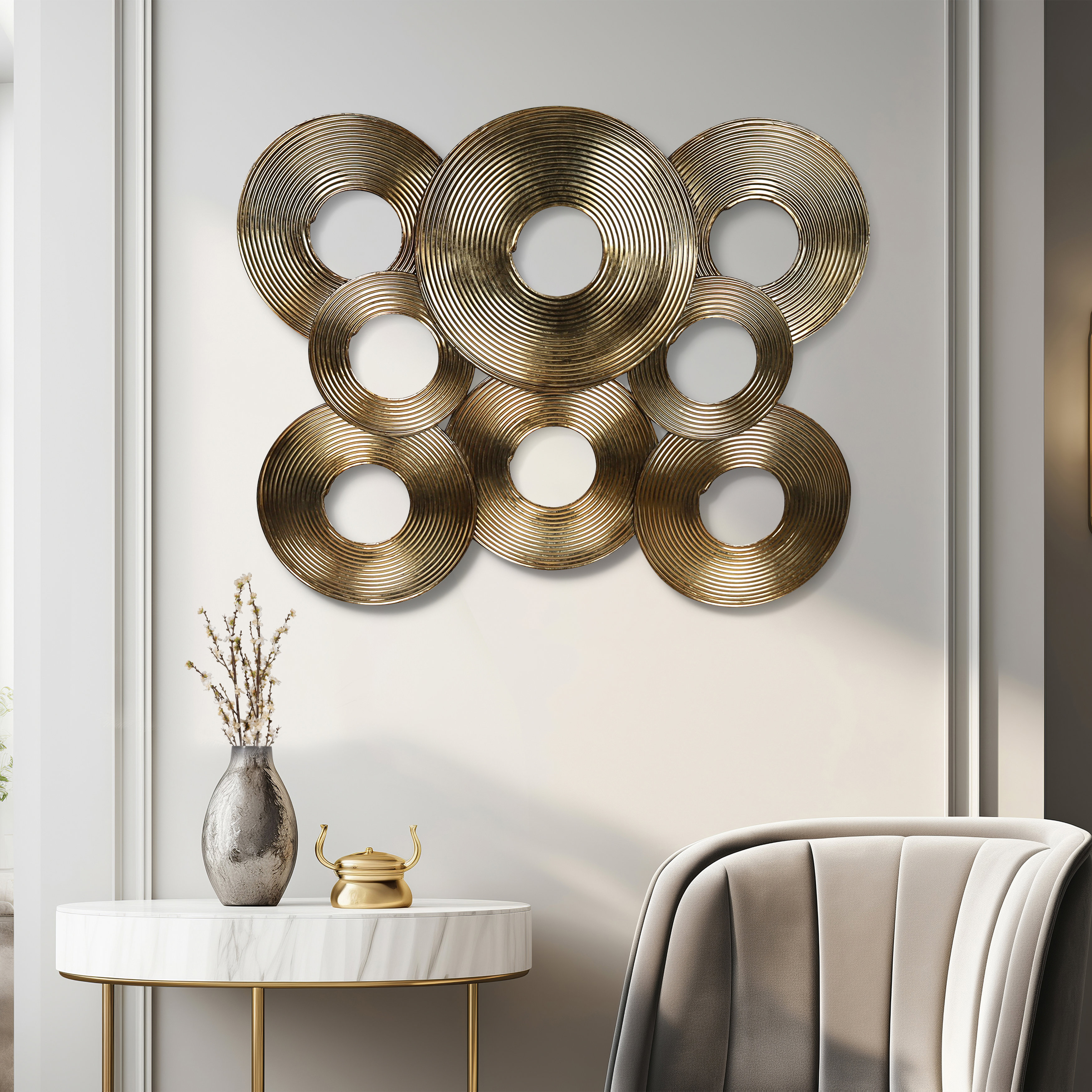 Dakota Fields Sagebrook Home Gold Iron 33" Round Discs Wall Decor
